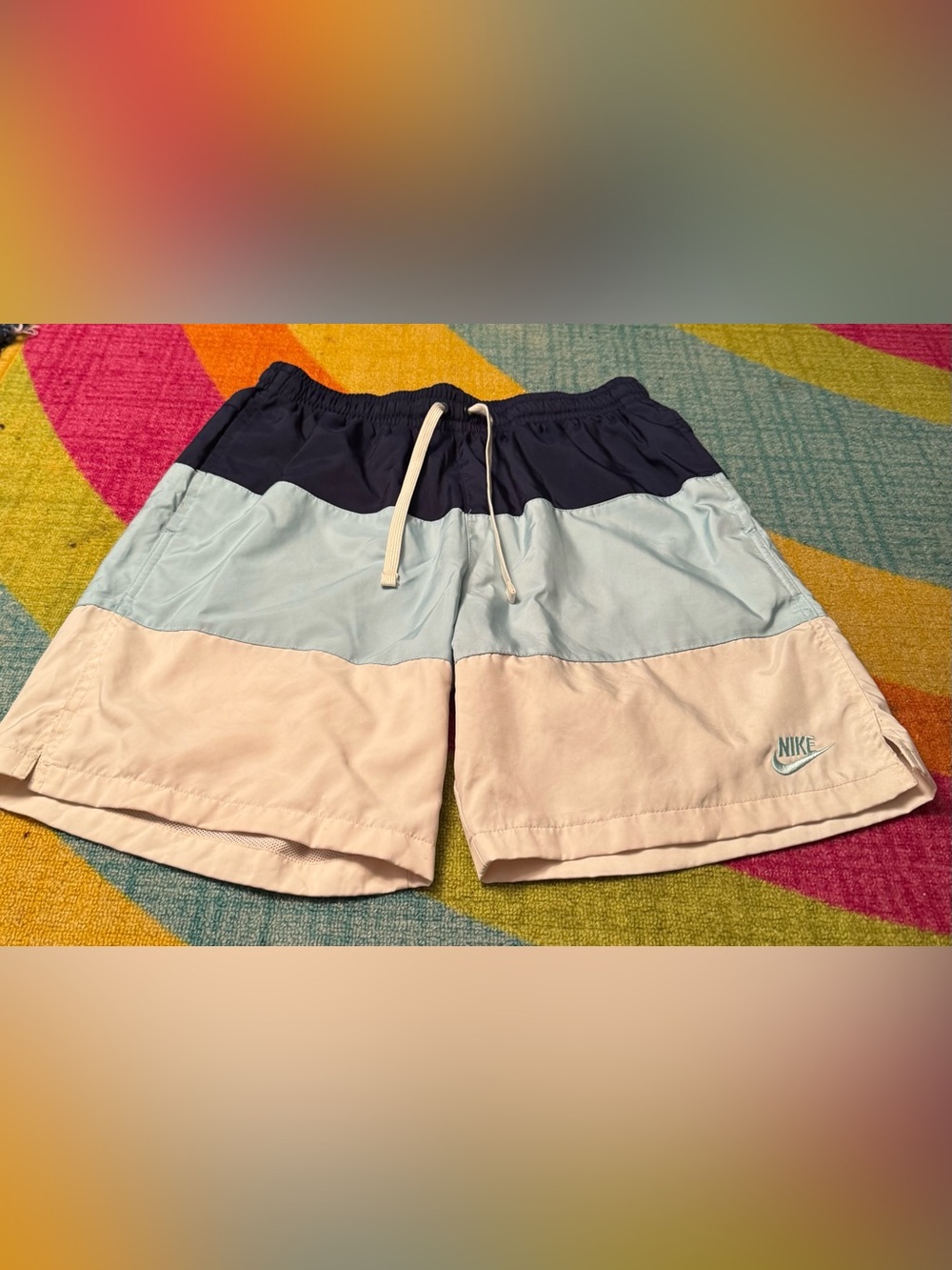 Nike Men’s Colorblock Athletic Shorts - Navy, Light Blue & Cream